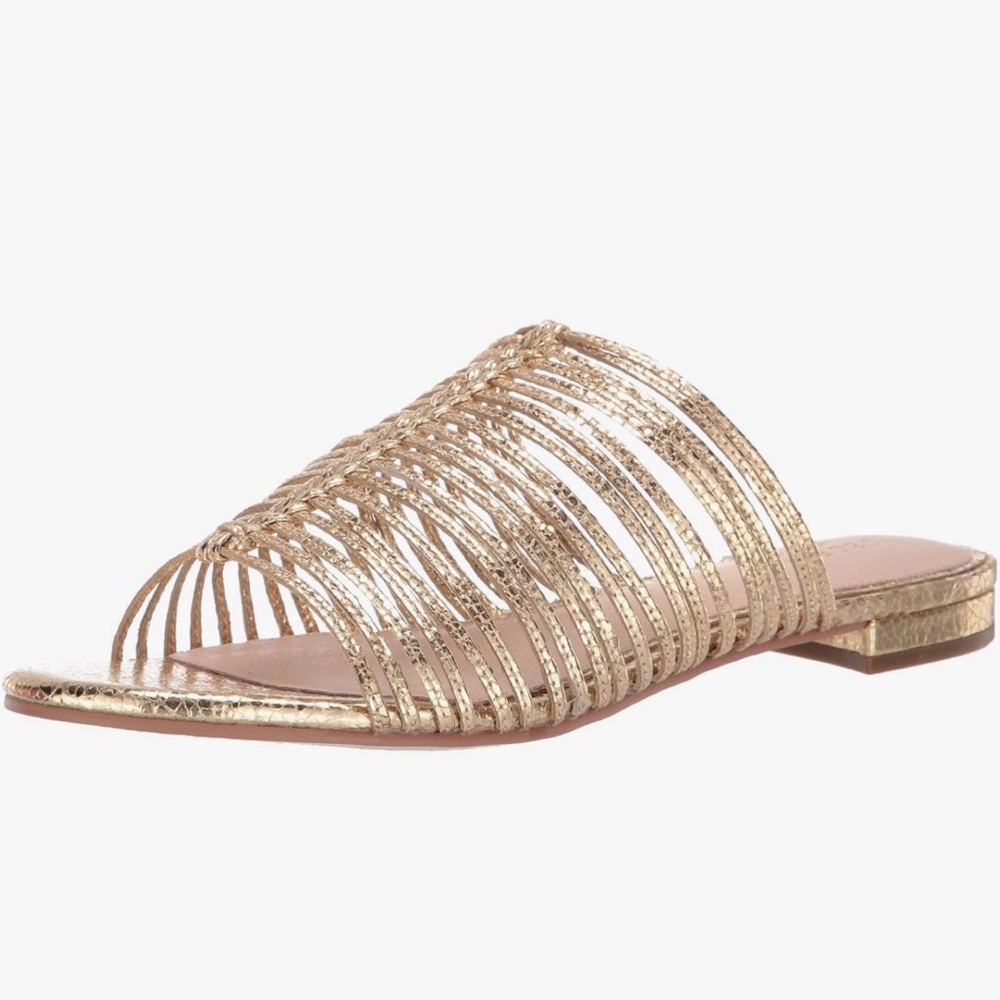 Cecelia New York Gold Strappy Slide Sandals